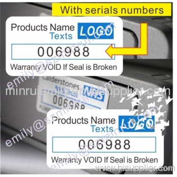 Custom Destructible Label With Sequence Numbers Or Barcode&amp;qr Code Printing 